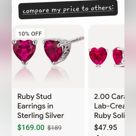 Genuine AfricanRuby Heart Stud Earrings in Platinum Over Sterling Silver 2.35ctw - Picture 8 of 8